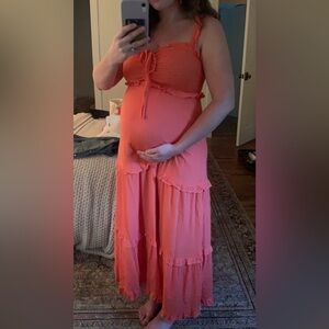 Papermoon Maternity Friendly Coral Maxi Dress - Small